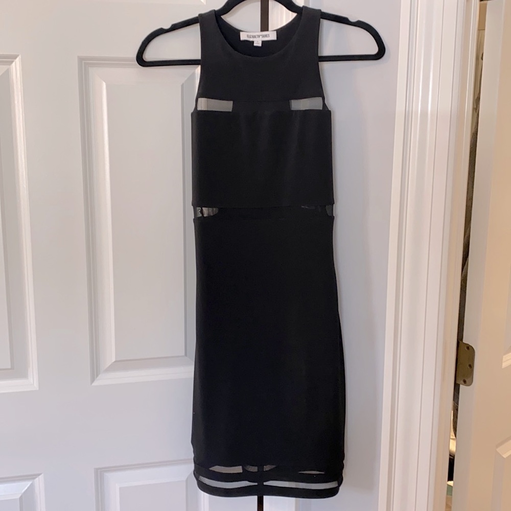 Elizabeth and James size 4 black dress mesh stripes racer back dress